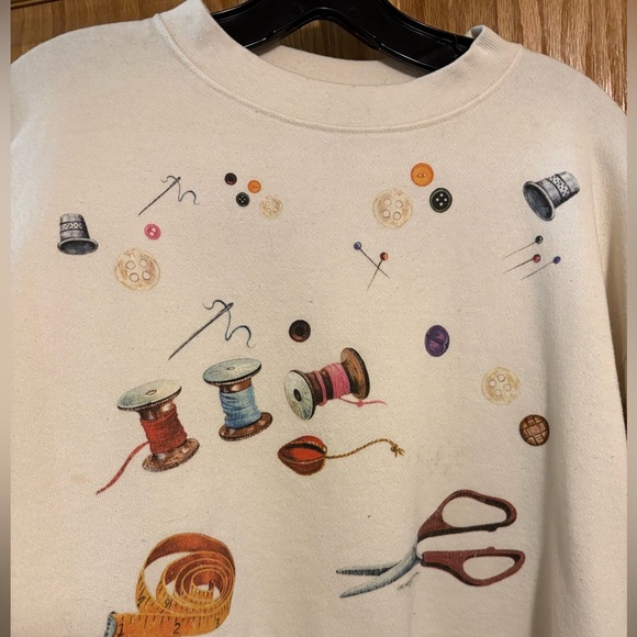 1990’s Sewing Seamstress Sweatshirt 95 Impulse Wear Womens XL Volunteer Knit USA - Picture 2 of 7
